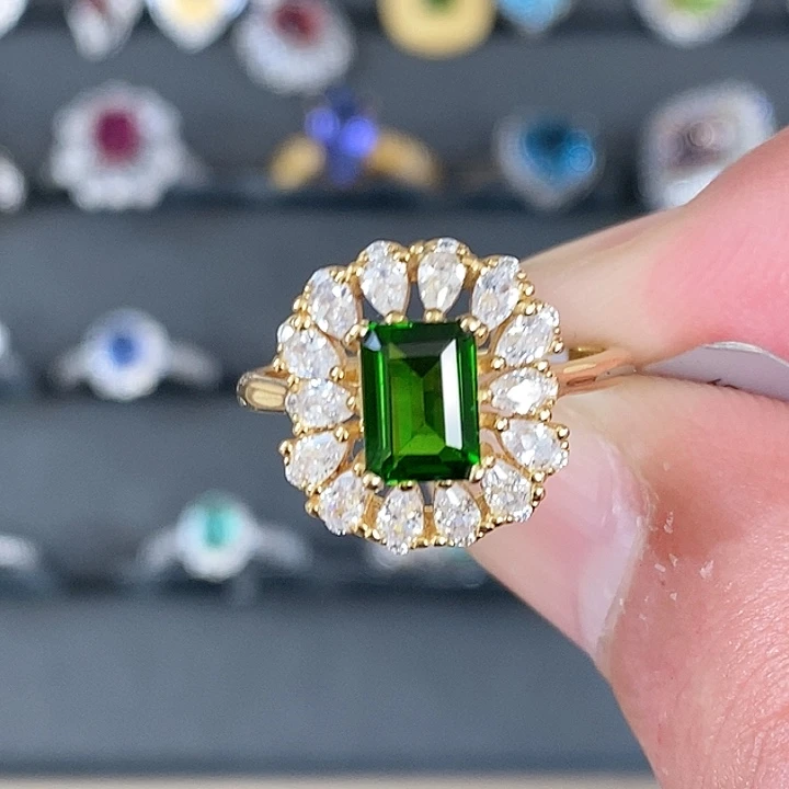 透辉石戒指银S925镶嵌