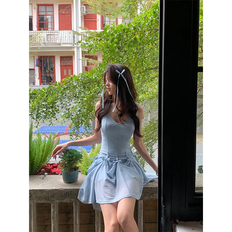 2025新款 ''一裙三穿''纯欲吊带连衣裙女别致绝美重工蝴蝶结长裙