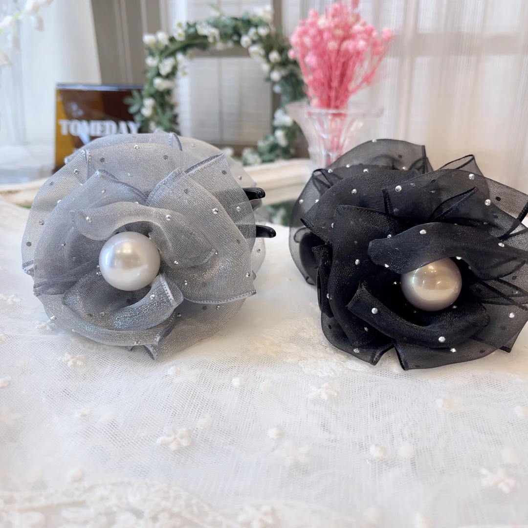 W972韩系设计简约大方时尚花苞丸子头抓夹