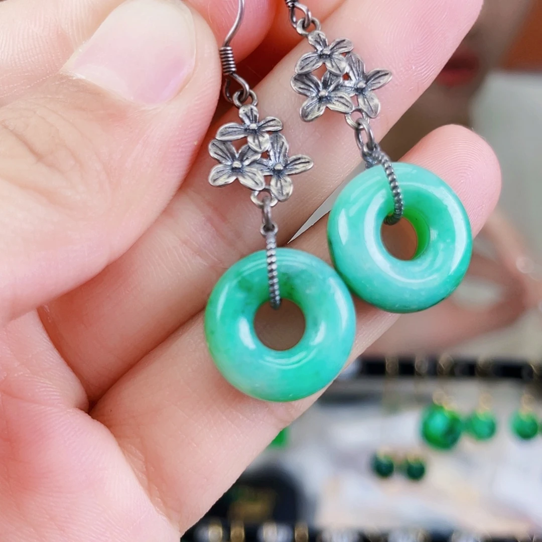 翡翠银S925镶嵌耳饰