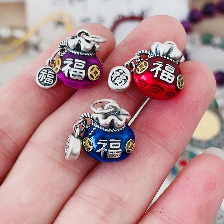 珐琅吊坠足银备注颜色一个