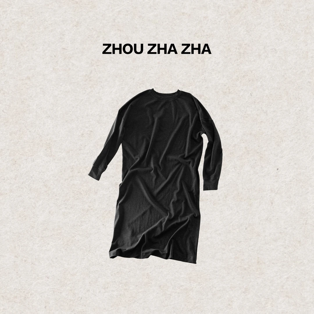 【周炸炸】套头复古风圆领气质时尚针织软糯长袖连衣裙#252036