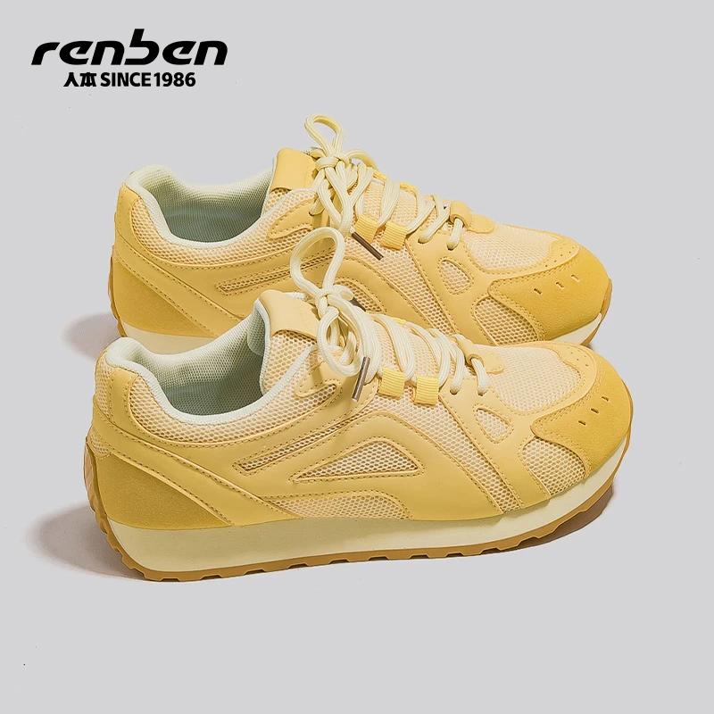 人本官方旗舰店小黄鞋秋季新款时尚休闲鞋女运动百搭板鞋潮鞋女款