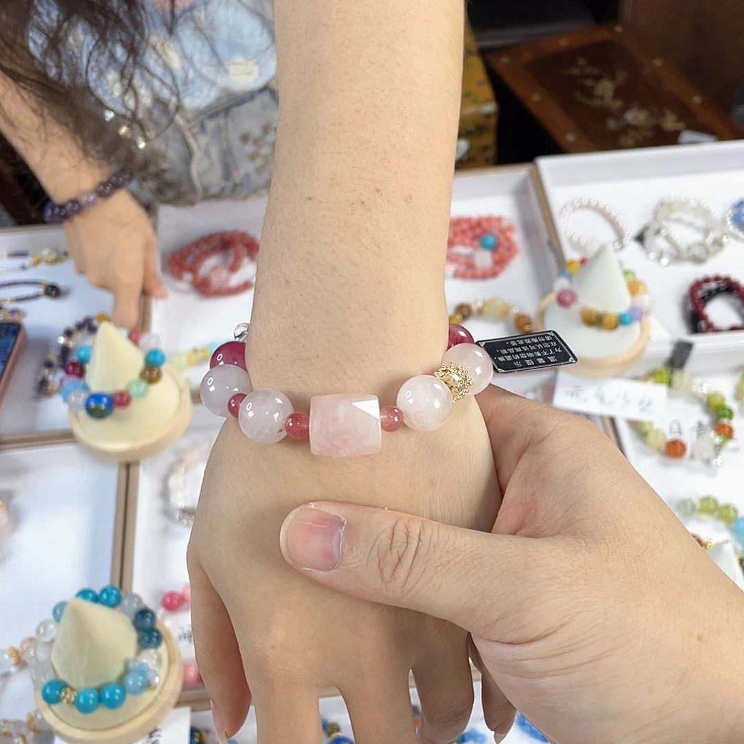 水晶手链银S925镀金镶嵌