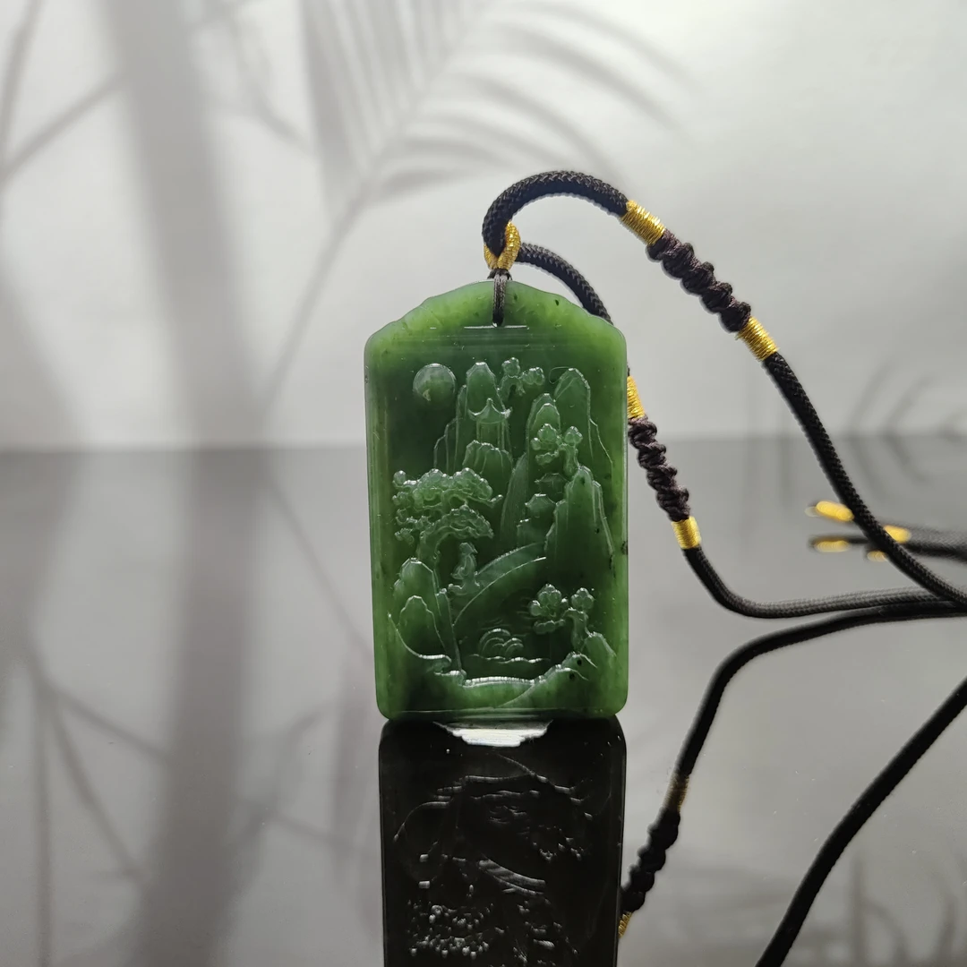 L和田玉碧玉山水吊坠0383