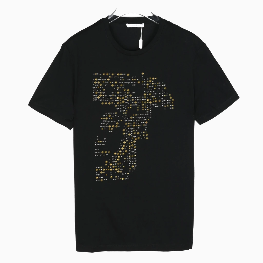 VERSACE/范思哲VC烫钻圆领黑色短袖T恤男款 V800683VJ00322V1008