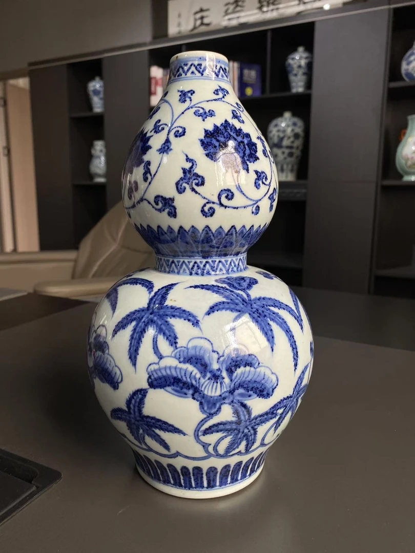 青花陶瓷摆件陶瓷芭蕉叶