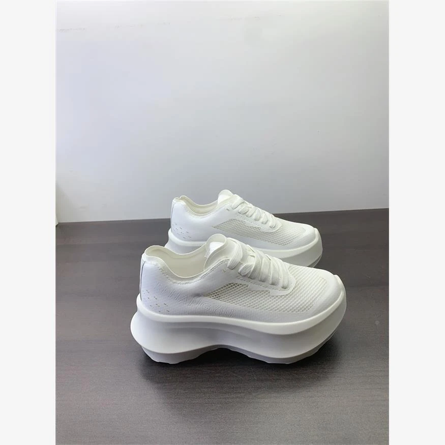 欧洲站女鞋2025秋季欧货增高网面透气飞织休闲运动鞋厚底老爹鞋女