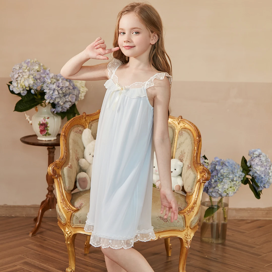 RoseTree女童吊带睡裙儿童夏季薄款冰丝公主风女孩中大童宝宝睡衣
