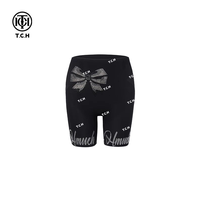 TCH轻奢烫钻工艺新款蝴蝶结显瘦裤子打底裤女T72C23E5029私服tch