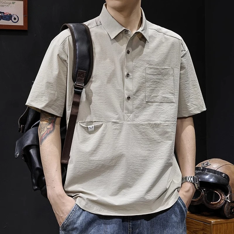 美式户外肌理感速干POLO衫男夏季2025新款高端男潮牌大码短袖t恤