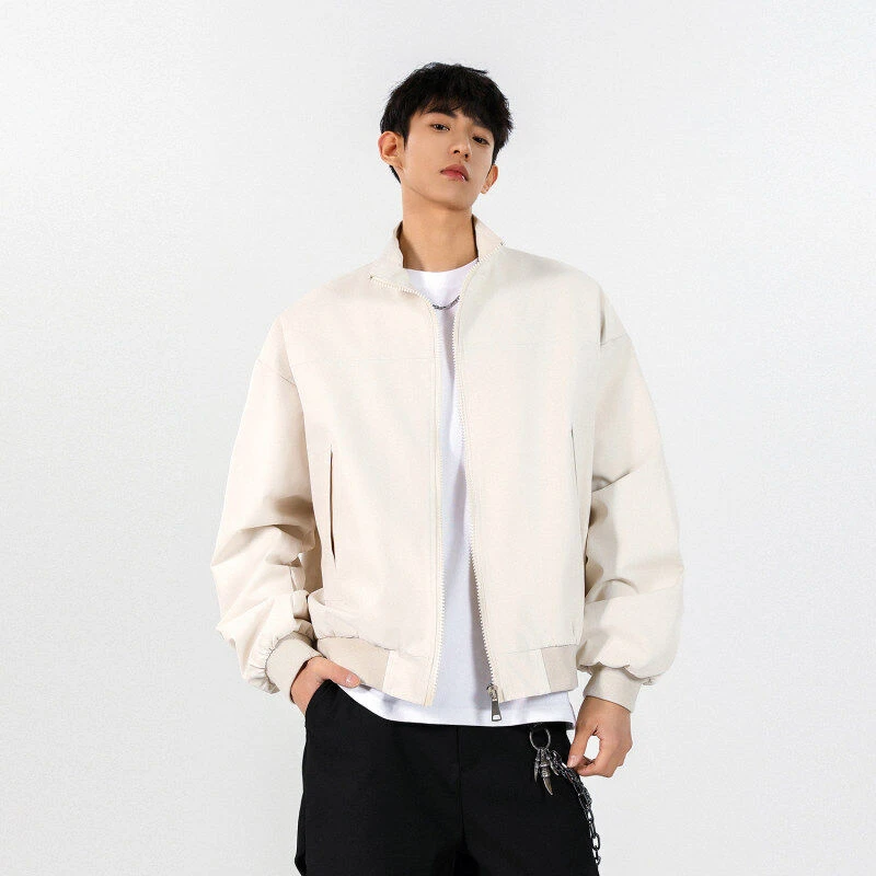 男士运动百搭春季潮流纯色外套简约简约休闲宽松教练工装夹克时尚