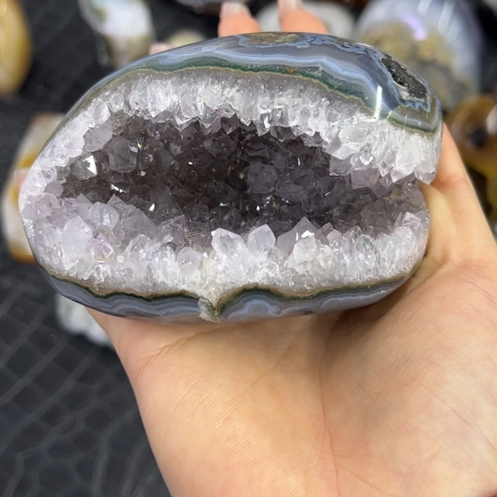 水晶珠宝半成品未镶嵌紫晶开口笑