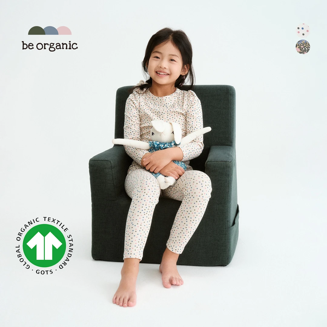 be organic【印花长袖套装】有机棉童装上衣T恤长裤女秋冬新款