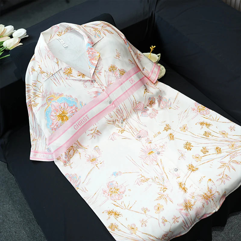 女装家居服睡衣衬衫裙丝款上新可外穿-24056