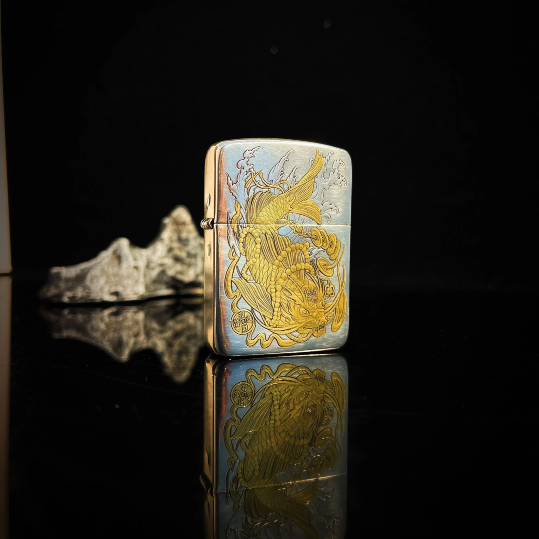 ZIPPO打火机正品DIY1941镀银鎏金年年有鱼/送礼收藏（凯亚）DYJ1