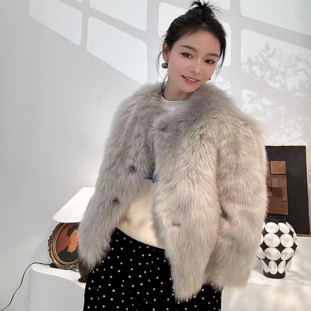 2024冬季新圆领直毛托斯卡纳皮毛一体外套25116