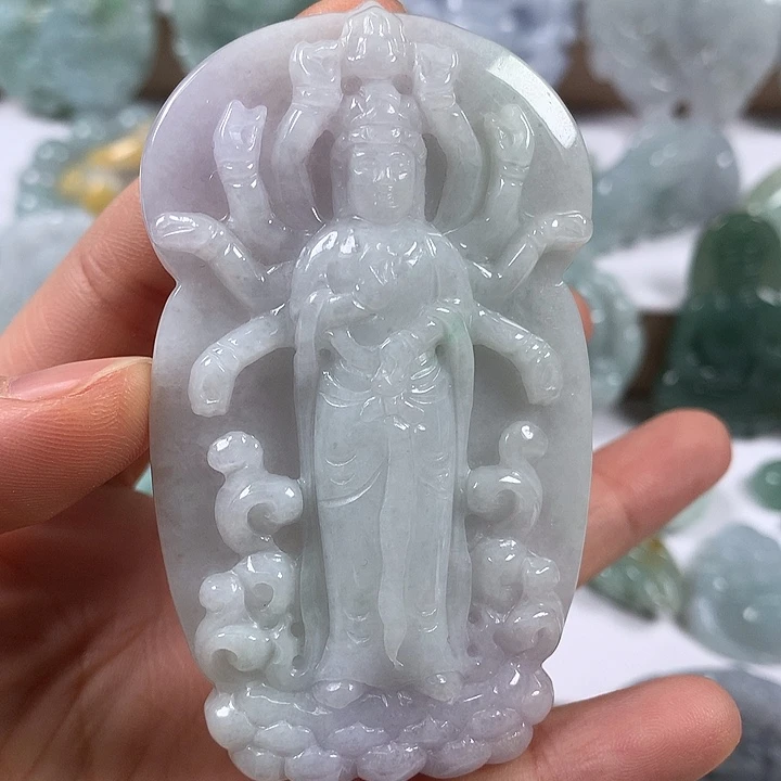 翡翠未镶嵌颈饰千手观音福利卡厚11+