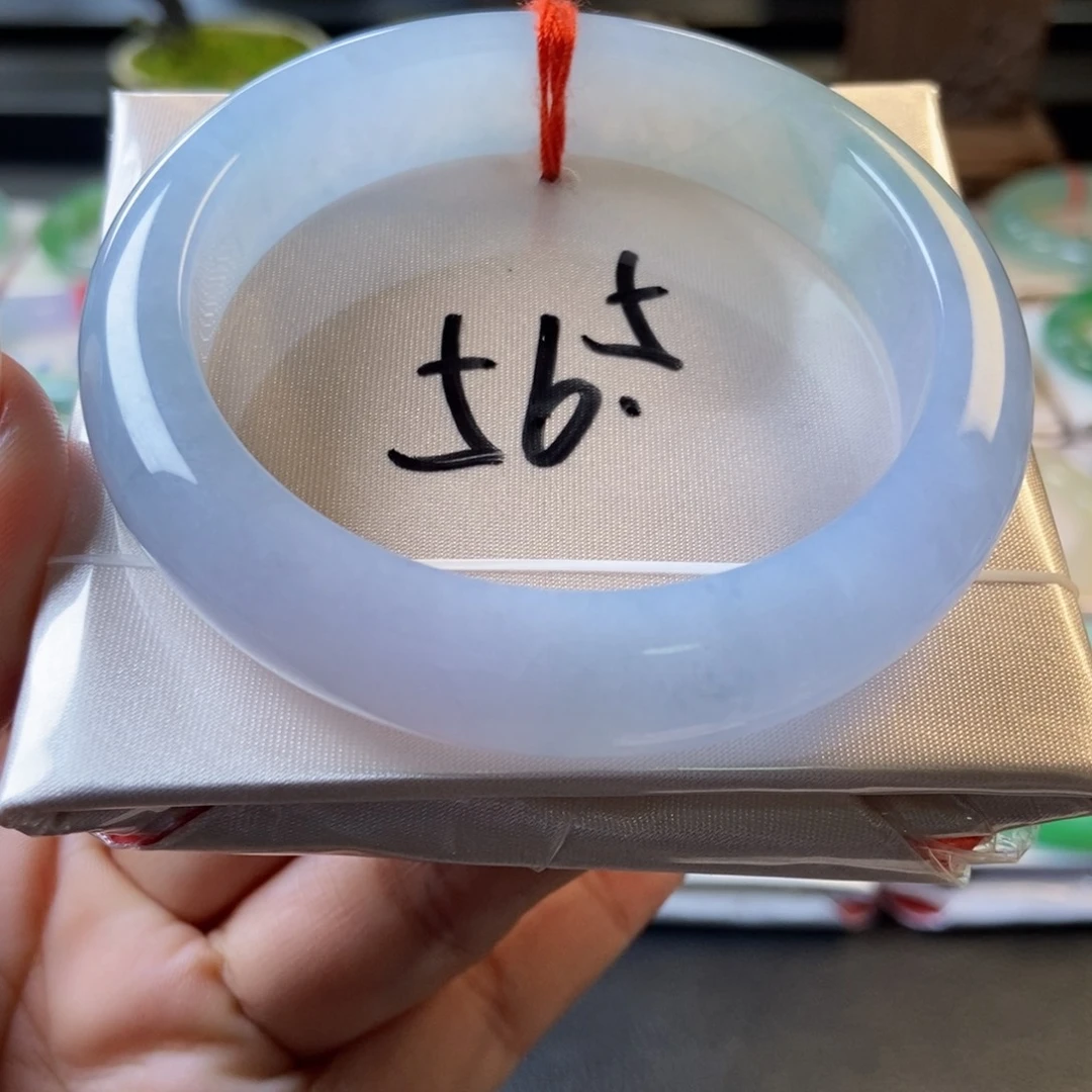 翡翠未镶嵌手镯36冰胶淡冰紫