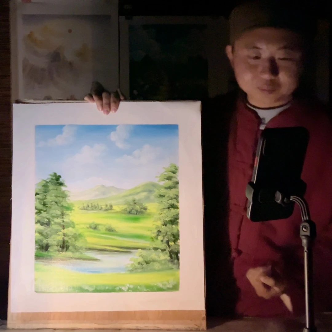 油画行路人小院绘画作品竞拍