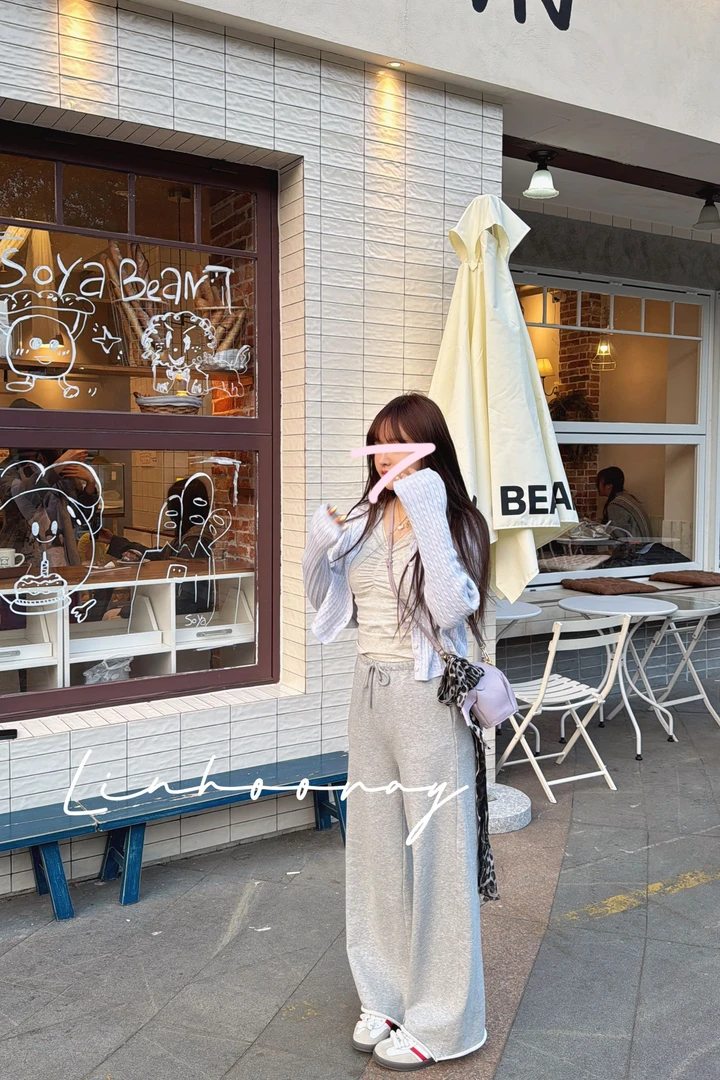 【sKycaptian】Ros机场同款百搭卷边高级感灰色休闲薄款卫裤SK02619