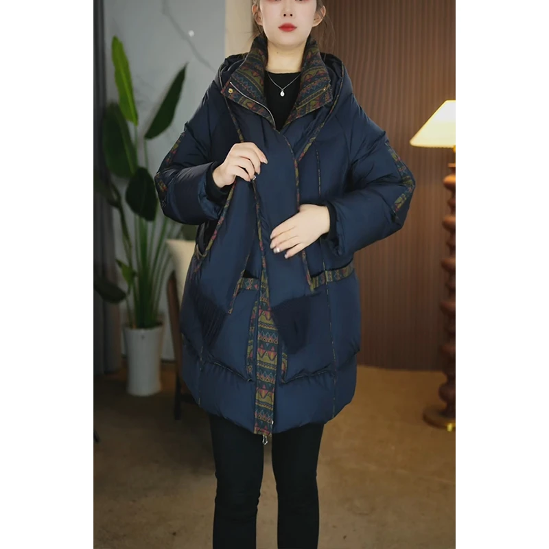 中长款羽绒服时尚女装2025年冬季新款气质显瘦加厚保暖白鸭绒外套