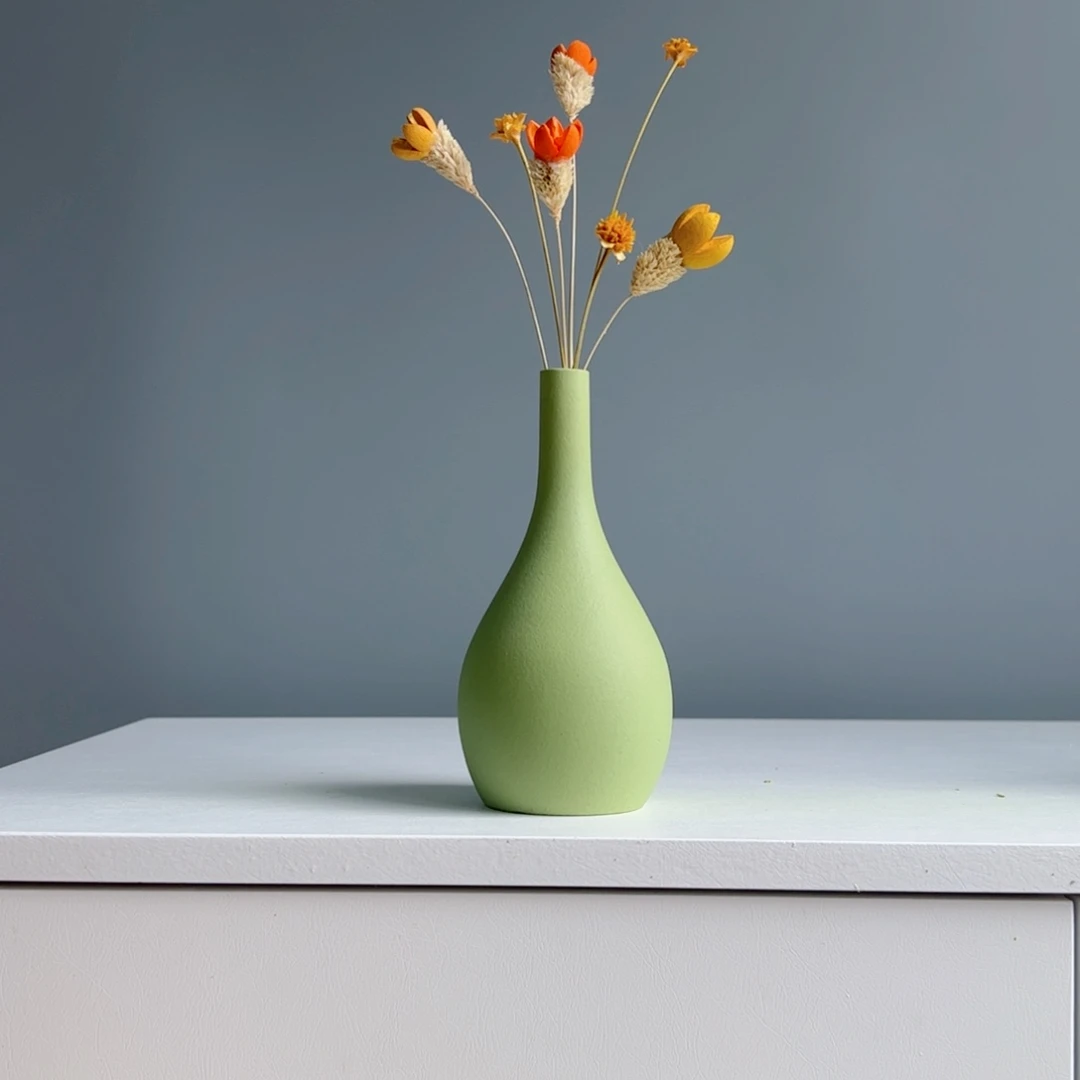 摆件陶瓷小花瓶摆件含花总高约20-30cm