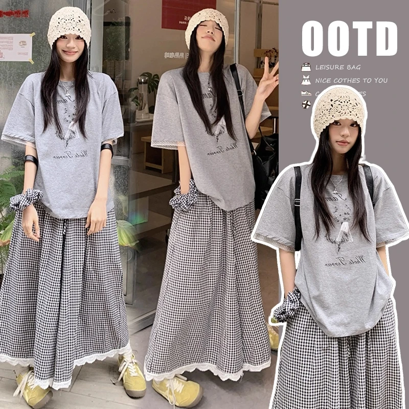 2025新款孕妇装夏季套装薄款抽绳阔腿裤裙外穿宽松减龄休闲两件套