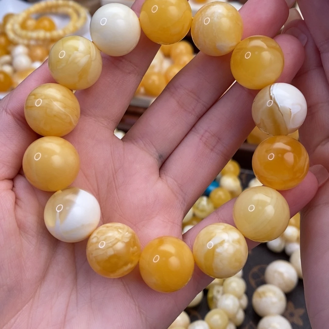 蜜蜡未镶嵌裸石手链