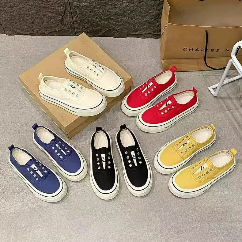 【菲菲】一脚蹬圆头厚底百搭休闲板鞋帆布鞋春秋2025新款P98011