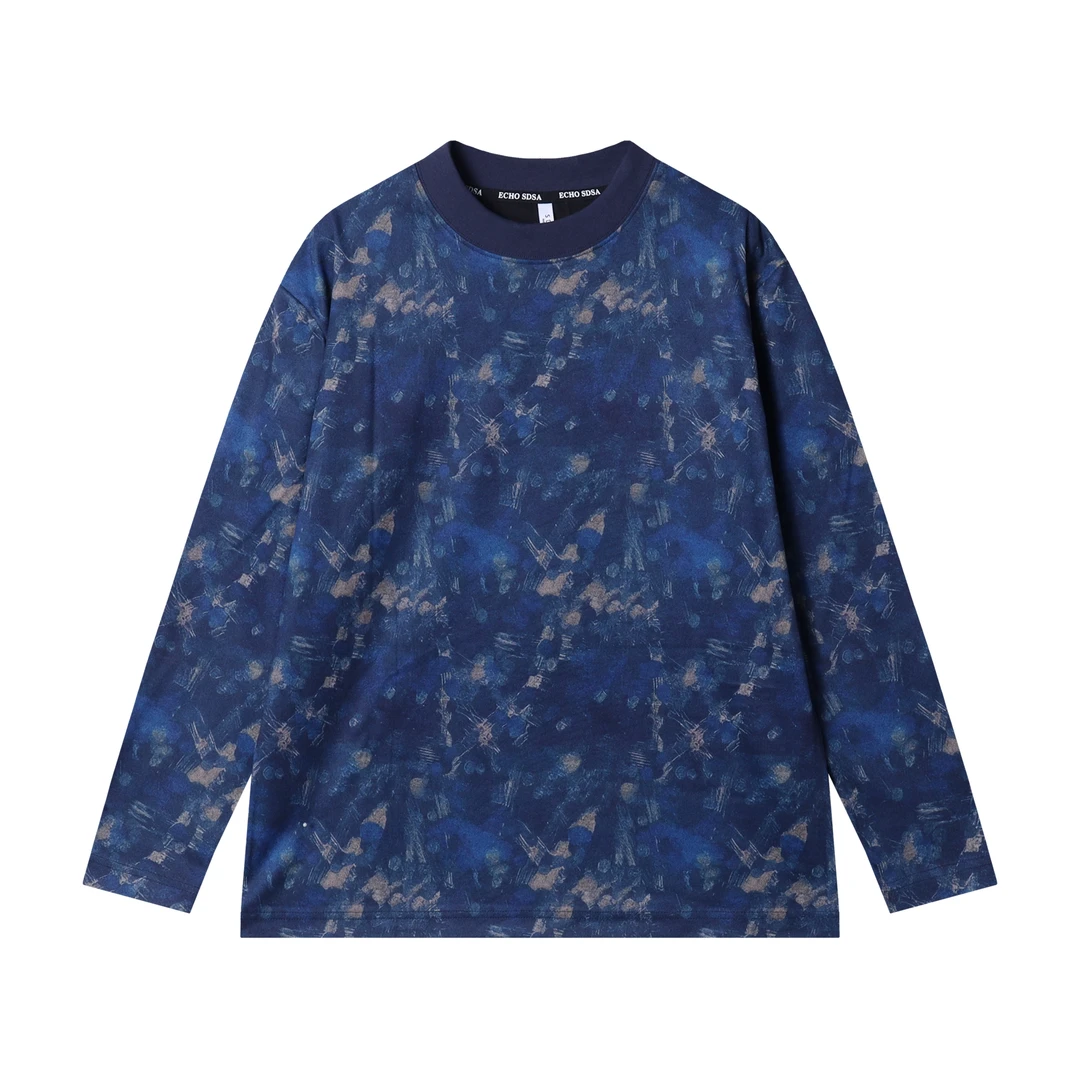 春夏新款时尚个性扎染晕染设计细腻云柔感舒适圆领韩版潮流上衣