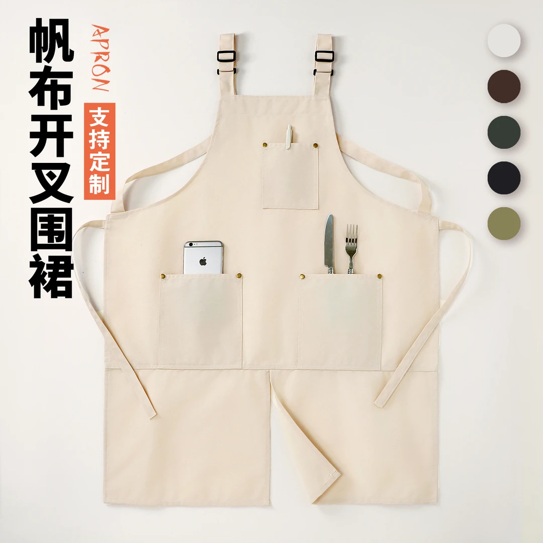 工装围裙厨房家用2025新款工作服女定制logo印字保洁家用防水印字