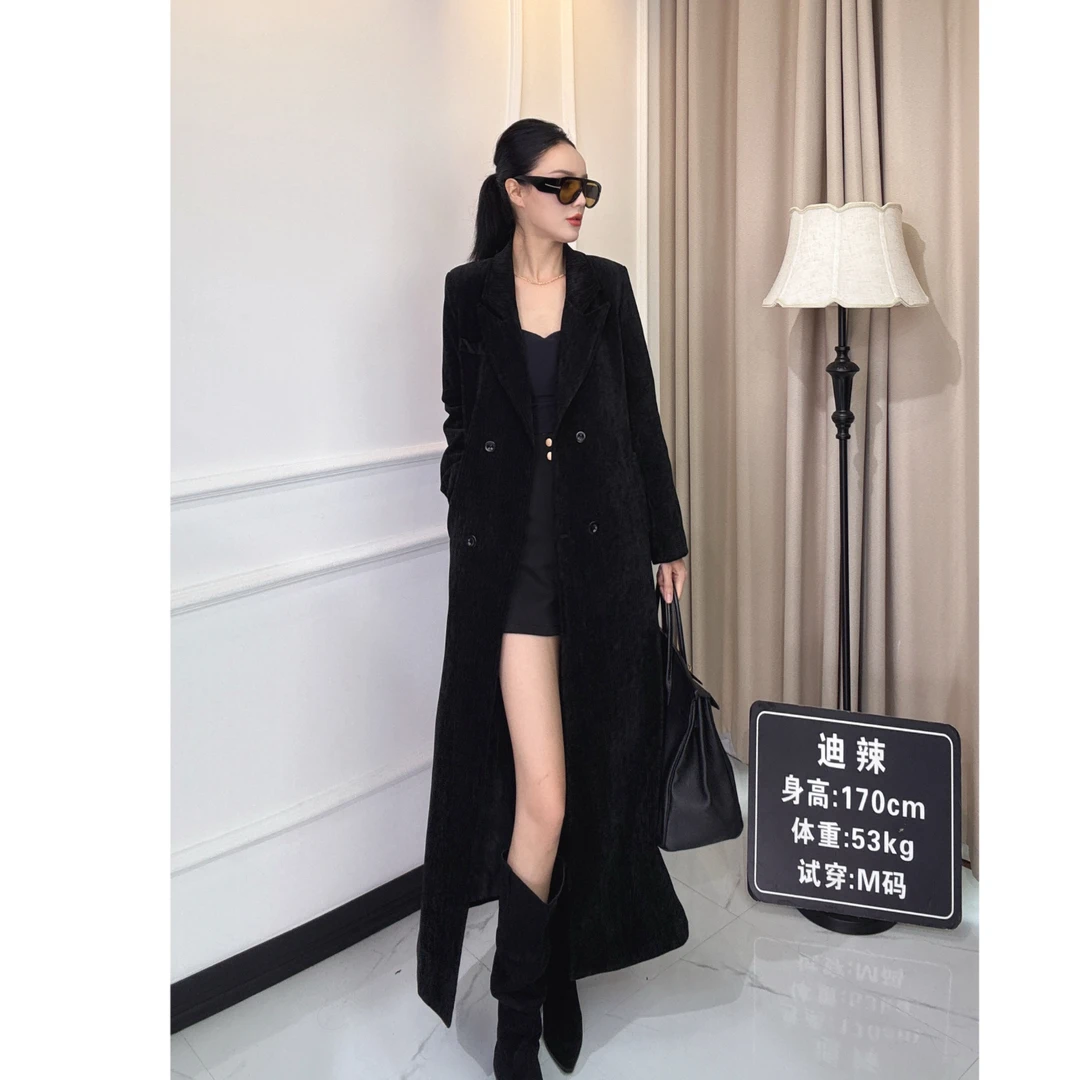 ADLA加厚长款大衣外套西装领高级感显气质设计师款加棉