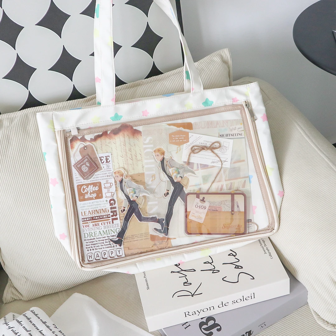 【打碎星星】呜咚小铺原创大容量甜美校园二次元透明吧唧痛包包女