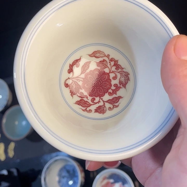 九***如青花釉里红主人杯