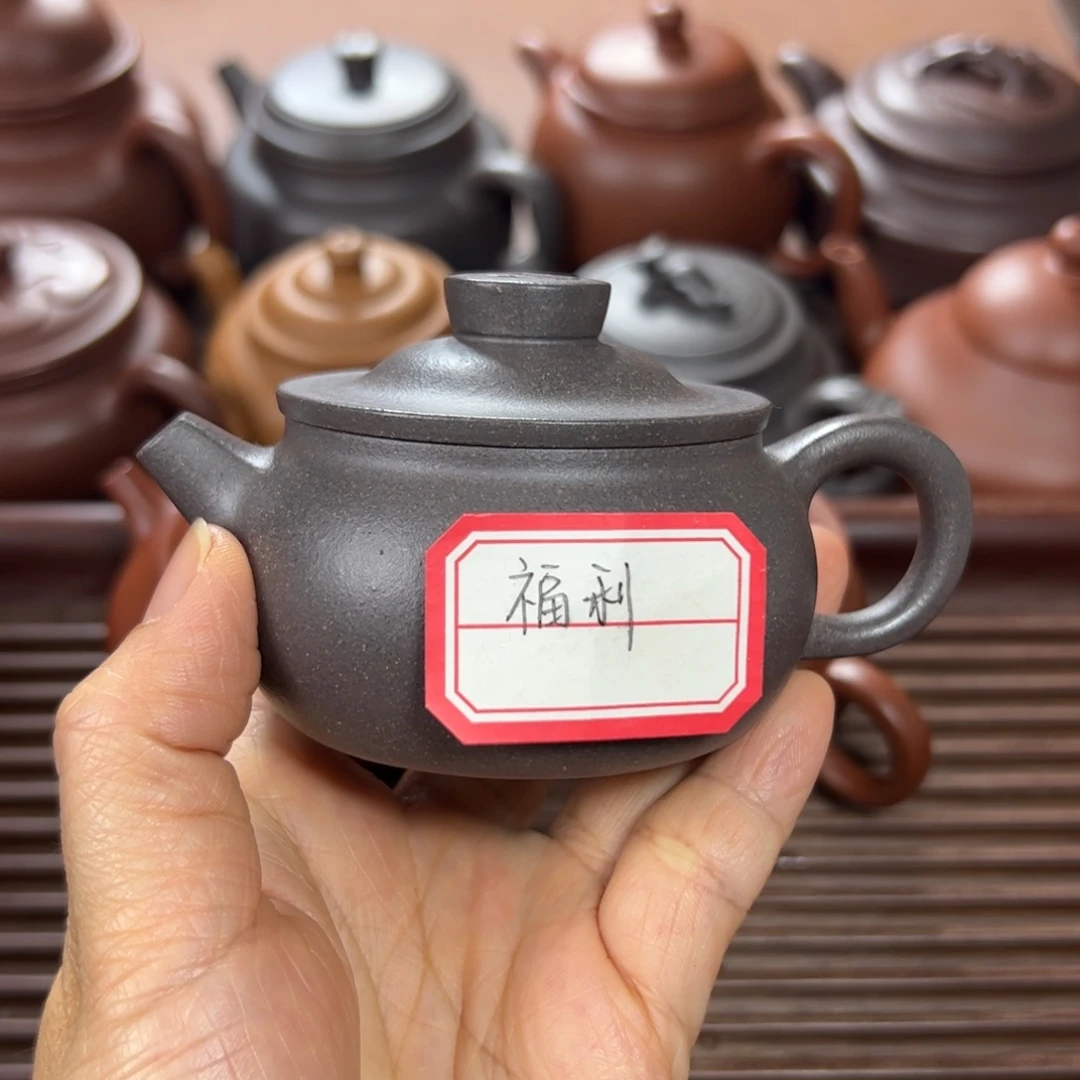 紫泥茶壶青灰泥 福禄 100cc