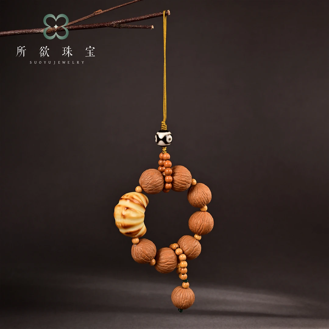 日月·所欲珠宝|22 B64305-猴头象牙果挂件#多样性发一