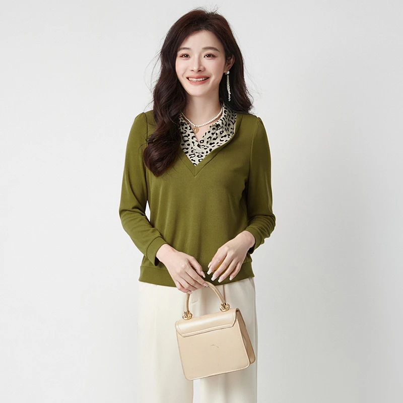 F110拼接设计长袖针织衫专柜折扣女装2025春51HH0E0011