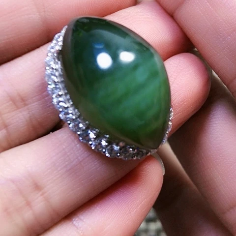 和田玉银S925镶嵌戒指