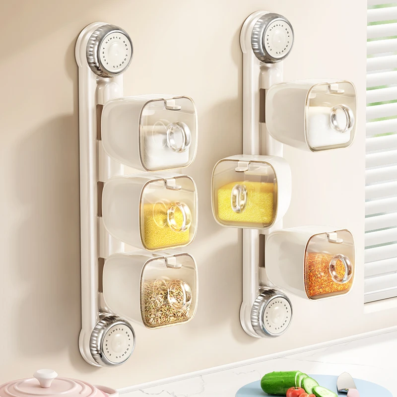 旋转调料盒吸盘壁挂式调料罐2025新款厨房调味料收纳盒防潮盐罐子