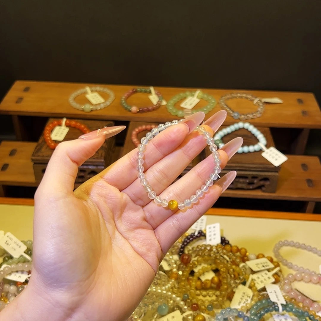 水晶手链银S925镶嵌海蓝3003