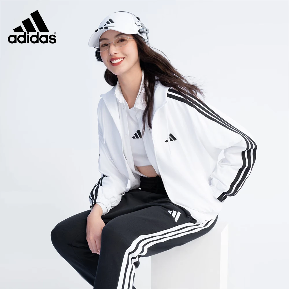 Adidas阿迪达斯女子外套运动休闲上衣防风梭织连帽夹克JZ2161