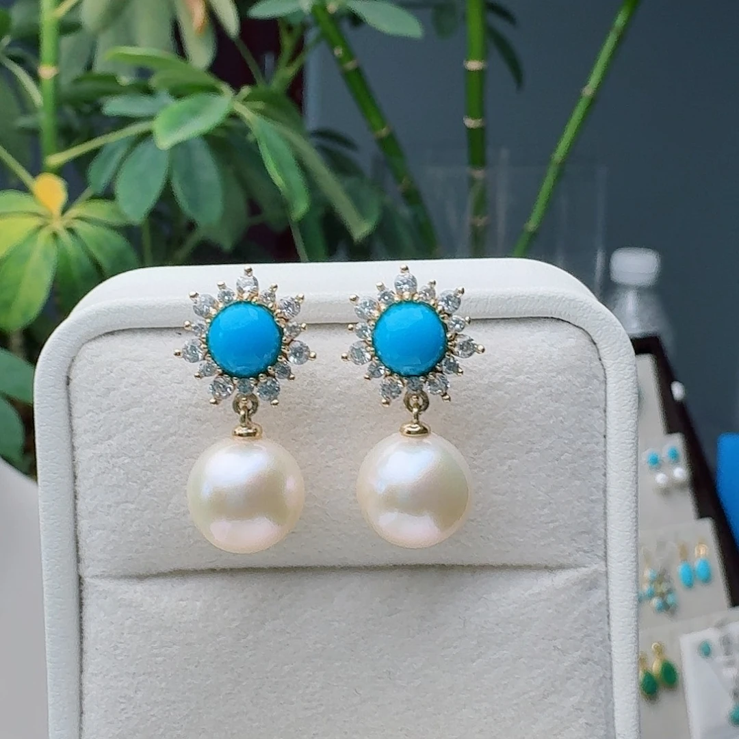 绿松石未镶嵌耳饰耳环