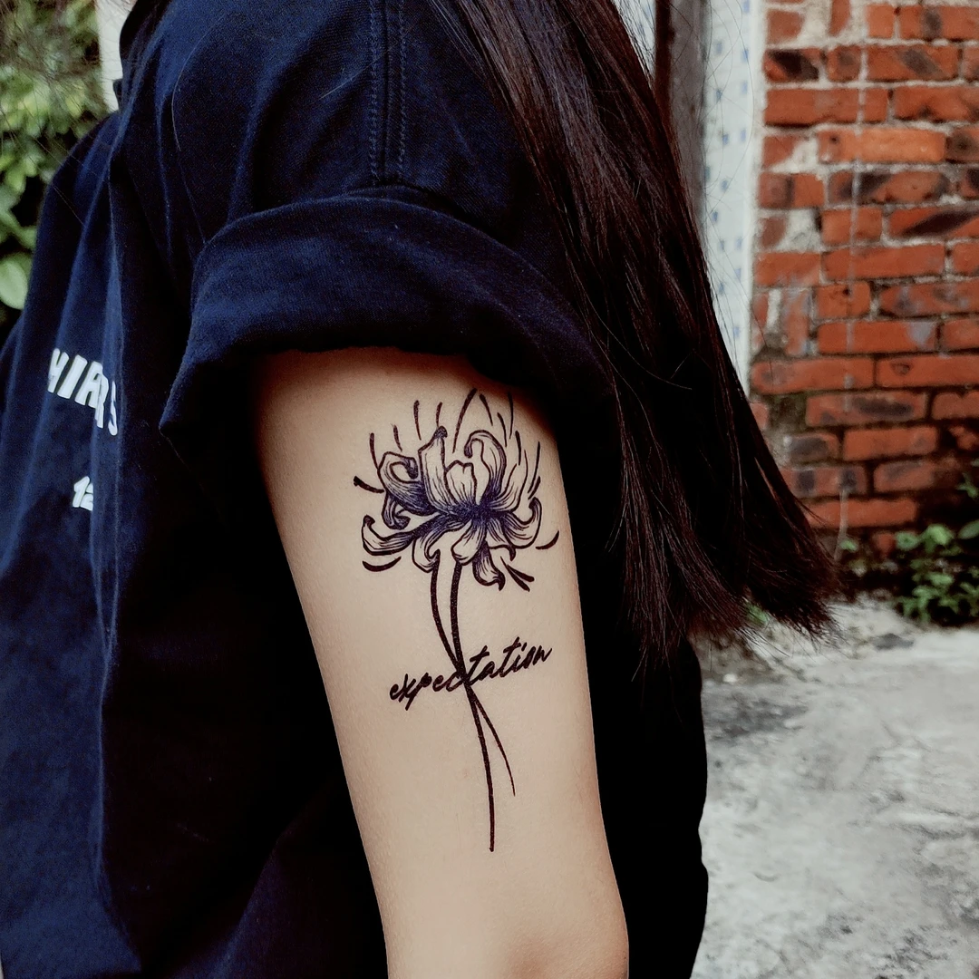 彼岸花草本纹身贴防水持久不反光高级感手臂腿部胸口遮瑕逼真刺青