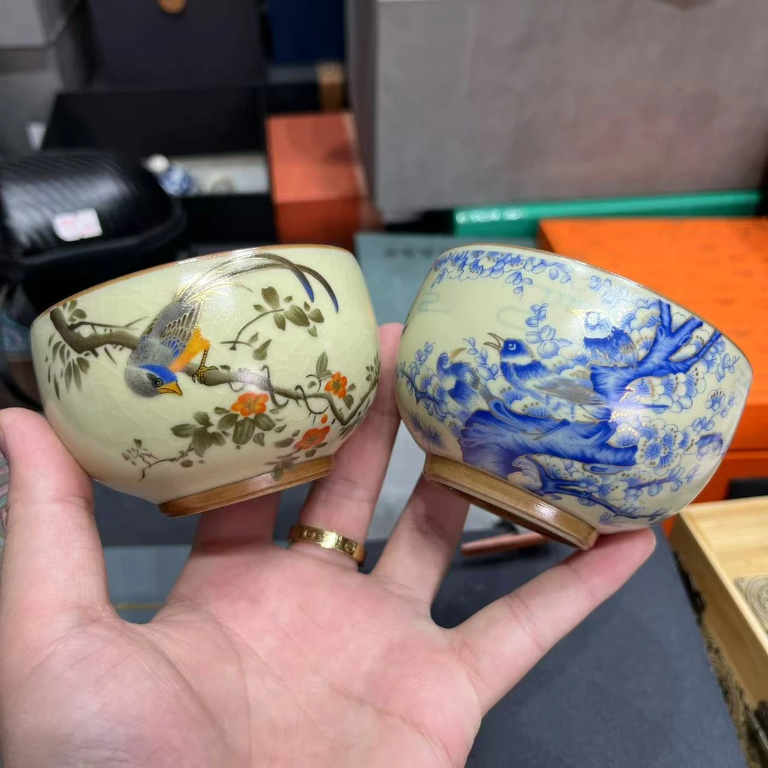 喜上眉梢铜钱底罗汉主人杯对杯 1323+1621