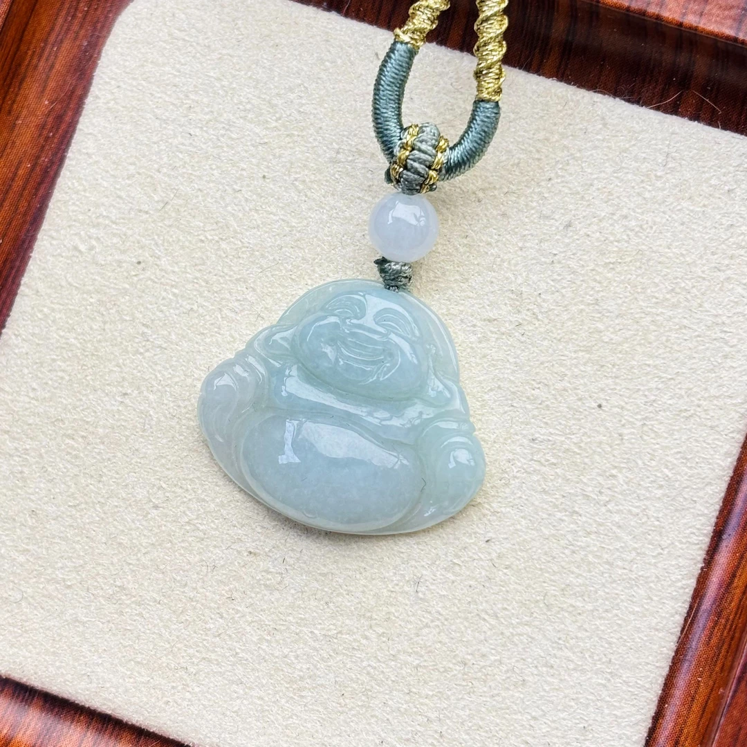 天然缅甸A货翡翠晴底佛公