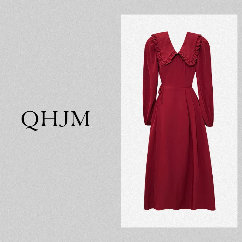 【圆舞曲少女】裙子爆款2025新款红色气质高级感女装日常宴会连衣裙