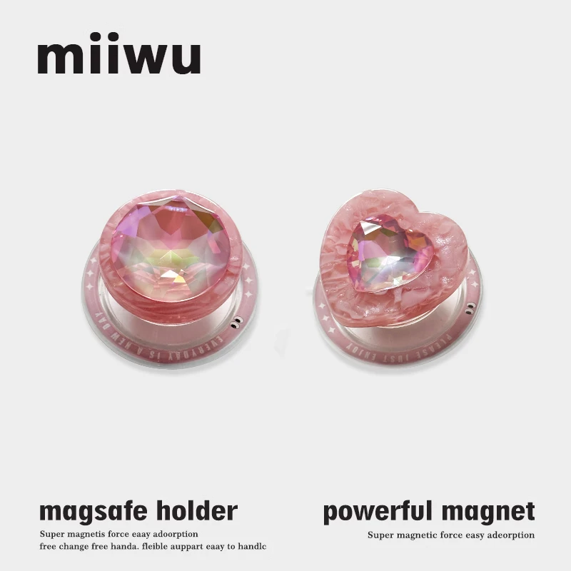 水蜜桃硬糖蛋白水晶爱心手机支架magsafe磁吸支架通用苹果华为