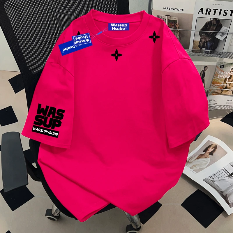 WASSUP HSUBE重磅美式潮流oversize短袖T恤潮酷高街男士上衣纯棉