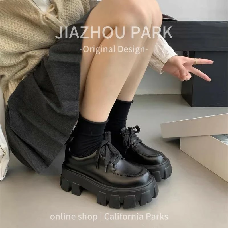 【高奢&达人款】刘雯同款厚底增高英伦风小皮鞋女2025夏季新款复